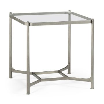 Patinated bronze finish square side table
