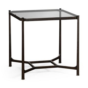 Patinated bronze finish square side table