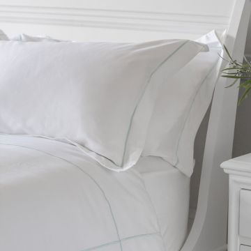 Pavilion Chic Pillowcase Oxford Set of Two Chelsea in White & Duck Egg
