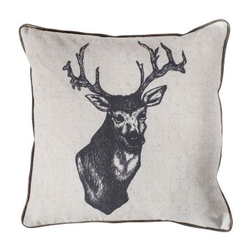 Pavilion Chic Cushion with Stag Ink in Natural