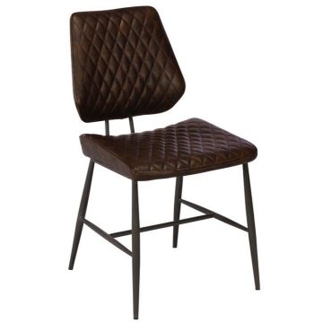 Dalton Quilted Dining Chair in Brown PU Leather