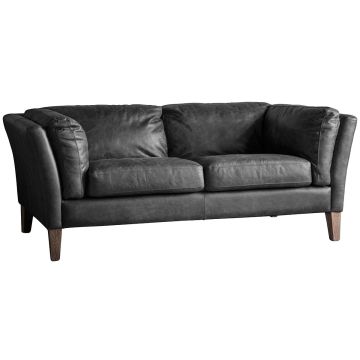 Sofa 2 Seater Zona in Black Leather
