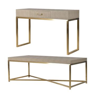 Pearl Side & Coffee Table Set in Faux Ostrich