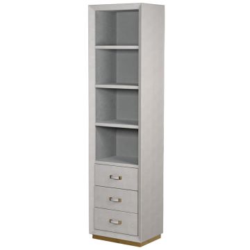 Carr Faux Shagreen Bookcase in Ivory