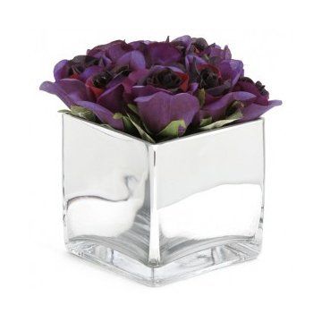 Peony Roses in a Mirrored Cube - Purple