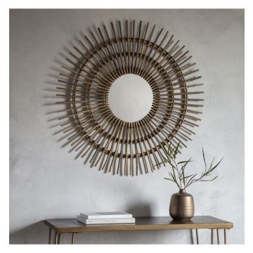 Round Wall Mirror Agda in Rattan