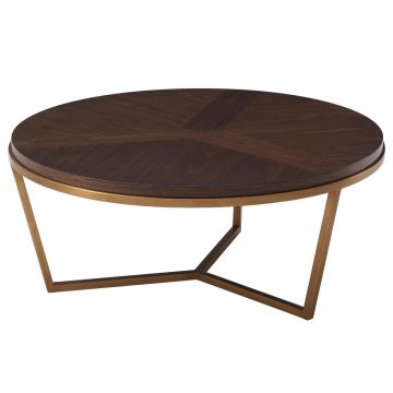 Small Round Coffee Table Fisher in Macadamia & Brass