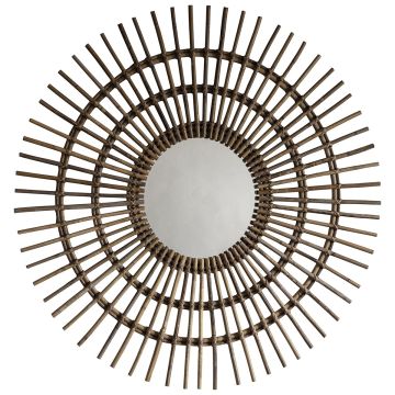 Round Wall Mirror Agda in Rattan