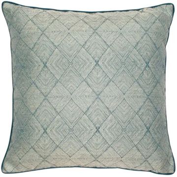 Benzir Teal Geometric Cushion with Feather Inner