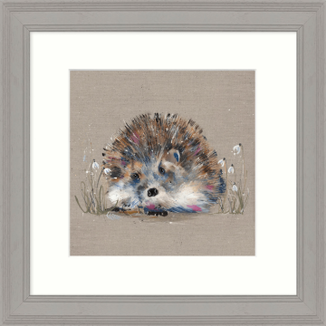Hedgehog and Snowdrops by Louise Luton - Framed Canvas Print