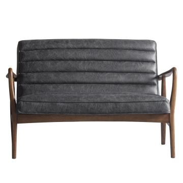 Sofa 2 Seater York in Black Leather