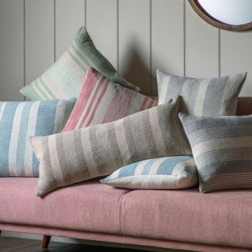 Bay Organic Cotton Taupe Stripe Rectangular Cushion