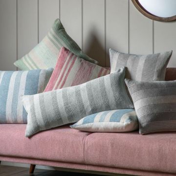 Bay Organic Cotton Grey Stripe Rectangular Cushion