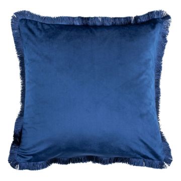 Isla Navy Velvet Fringed Cushion Set of 2