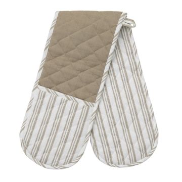 Taupe Stripe Organic Cotton Oven Gloves