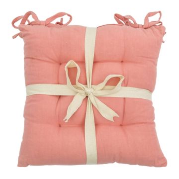 Camden Coral Pink Cotton Seat Pads Set of 2