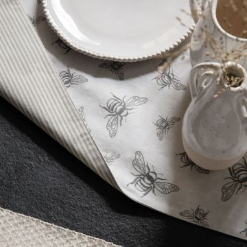 Natural Cotton Bee Reversible Table Runner 250cm
