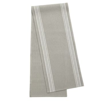 Stripe Reversible Cotton Table Runner Grey 180cm