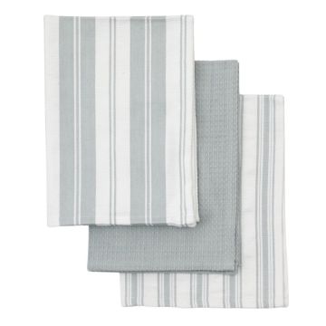 Silver Stripe Organic Cotton Tea Towels Set of 3