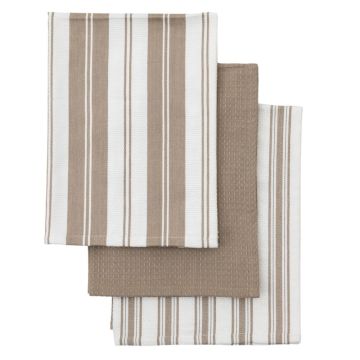 Taupe Stripe Organic Cotton Tea Towels Set of 3