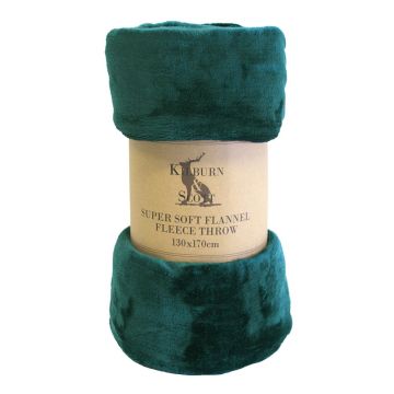 Monmouth Rolled Flannel Fleece Throw in Turquoise