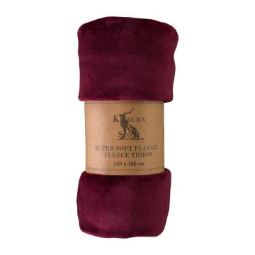 Monmouth Rolled Flannel Fleece Throw in Mulberry Red
