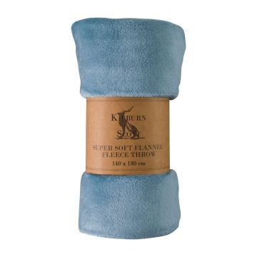 Monmouth Rolled Flannel Fleece Throw in Denim Blue