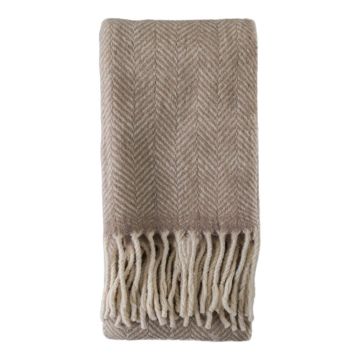 Lotus Taupe Wool Throw Blanket