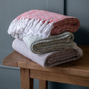 Suvi Recycled Cotton Throw Blanket Blush
