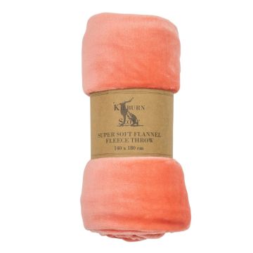 Monmouth Rolled Flannel Fleece Throw in Coral