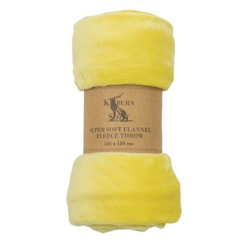 Monmouth Rolled Flannel Fleece Throw in Lemon Yellow