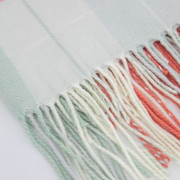 Winchester Check Acrylic Tassel Throw Coral