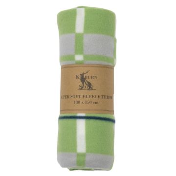 Aria Small Sage Green Checked Fleece Blanket