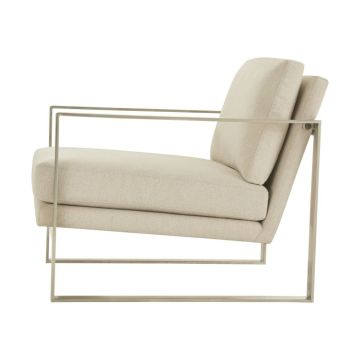 Bower Club Chair in Kendal Linen with Stainless Steel Leg