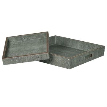 Set 2 Faux Shagreen Leather Trays