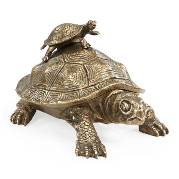 Turtle Figurine Box with Hatchling