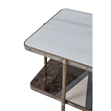 Two Tiered Side Table Iconic in Marble