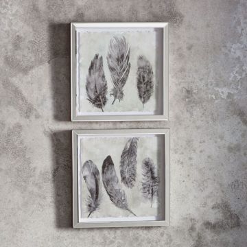 Set of 2 Watercolour Feathers Framed Prints