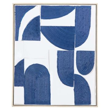 Havre Blue Abstract Textured Framed Canvas