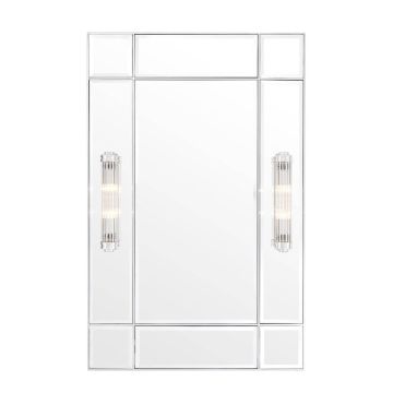 Wall Mirror with Lights Beaumont in Silver Nickel