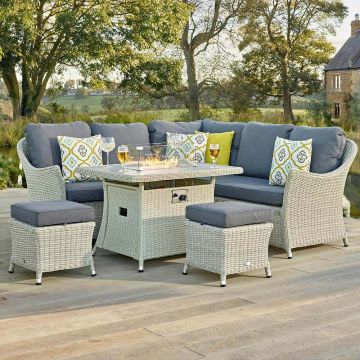 Monterey 6 Seater Dining Set with Fire Pit & 2 Stools