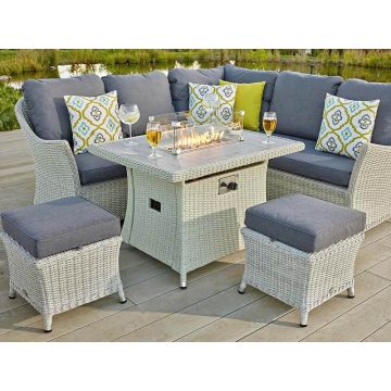 Monterey 6 Seater Dining Set with Fire Pit & 2 Stools